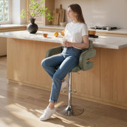 Height Adjustable Swivel Bar Stool with Backrest and Armrests for Home Kitchen Green