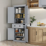 Freestanding Kitchen Storage Cabinet With Shelves And Drawers For Home Organisation Grey