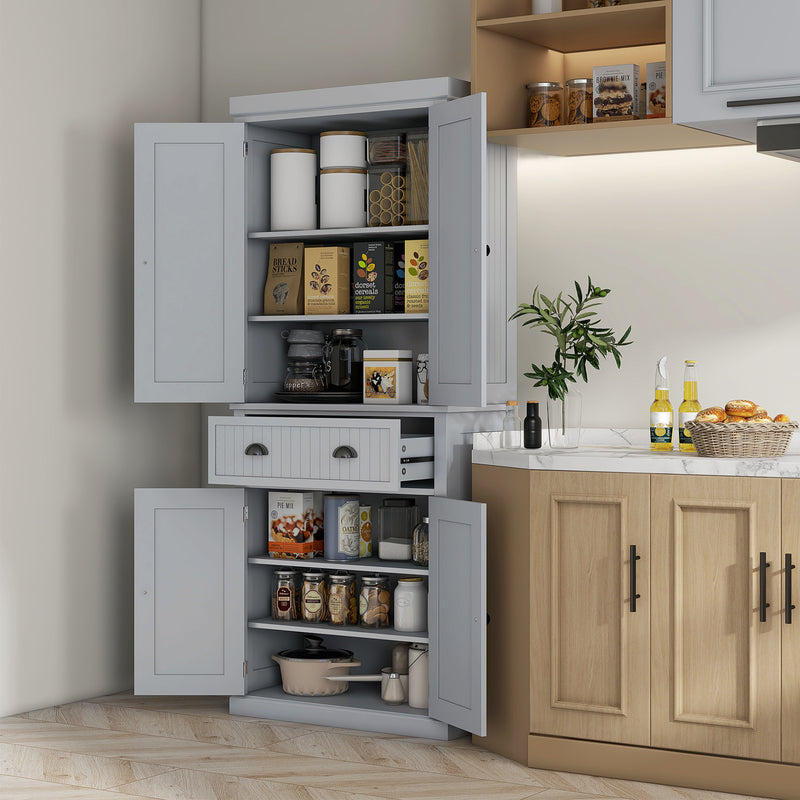 Freestanding Kitchen Storage Cabinet With Shelves And Drawers For Home Organisation Grey