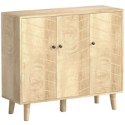 Sideboard Cabinet For Living Room - Vintage Chevron Pattern - Pine Legs - Natural Wood Effect Homcom
