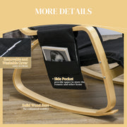 Reclining Rocking Lounge Chair with Footrest Pillow and Side Pocket for Home Relaxation Black