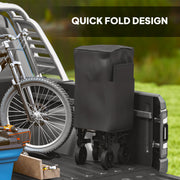 Black Double Decker Folding Trolley Wagon 200kg Load 350L Capacity for Camping and Beach