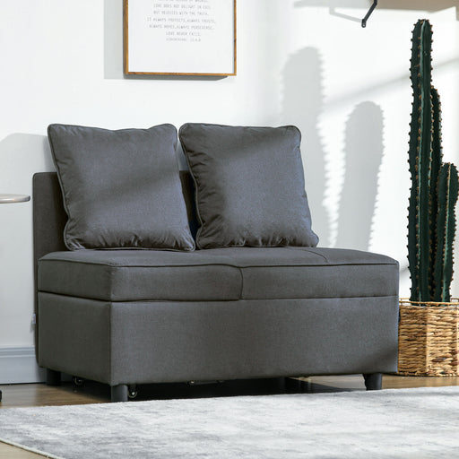 Convertible 3 in 1 Sofa Bed with Thick Padded Seat and Side Pocket for Living Room Grey