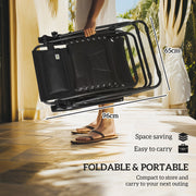 Set of 2 Black Zero Gravity Outdoor Lounger Chairs With Shade Cup Holder and Padded Seat by Outsunny