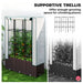 Raised Garden Bed with Trellis Plastic Planter Box with Drainage for Climbing Plants by Outsunny