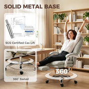 Ergonomic Office Chair With Reclining Backrest and Lumbar Support for Home Working Khaki Homcom