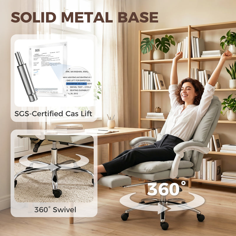 Ergonomic Office Chair With Reclining Backrest and Lumbar Support for Home Working Khaki Homcom