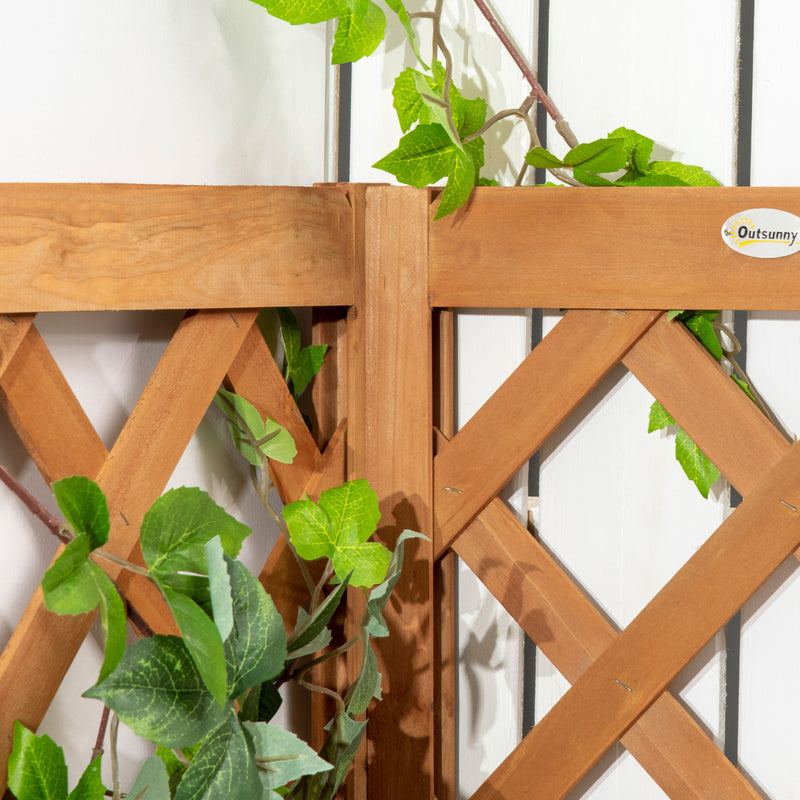 Wooden Raised Corner Garden Planter with Trellis and Drainage, Ideal For Small Spaces Outsunny