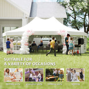 White 10 Sided Decagonal Garden Gazebo Marquee Party Tent with Heavy Duty Frame by Outsunny