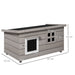 Grey Wooden Outdoor Cat House Raised Shelter with Openable Roof and Window by PawHut