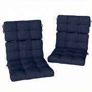 Outdoor Seat and Back Cushions Set of 2 for Garden Chairs Easy Care Dark Blue AOSOM