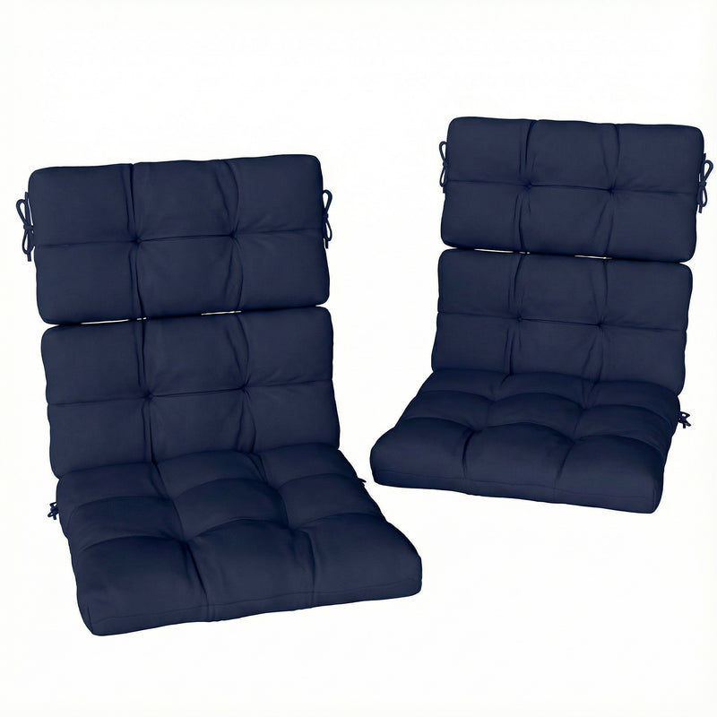 Outdoor Seat and Back Cushions Set of 2 for Garden Chairs Easy Care Dark Blue AOSOM