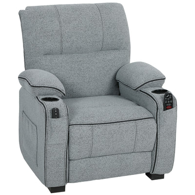 Electric Recliner Massage Armchair with Heat USB Port and Cup Holders for Lounge Grey AOSOM