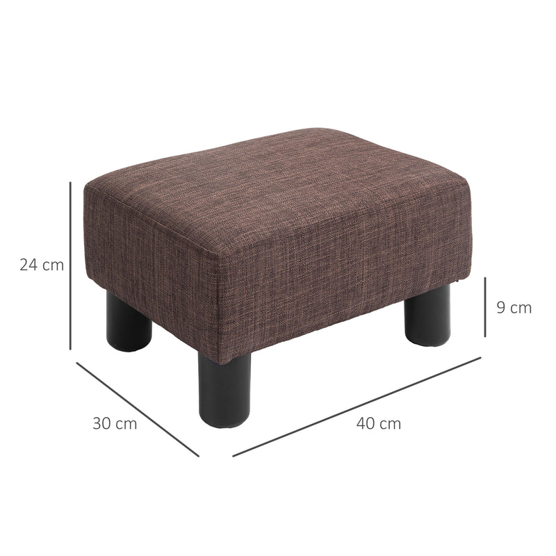 Linen Fabric Footstool Ottoman Cube with Storage and Plastic Legs for Living Room, Brown