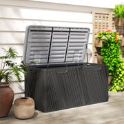 Black 380L Waterproof Outdoor Storage Box With Lockable Lid by Outsunny