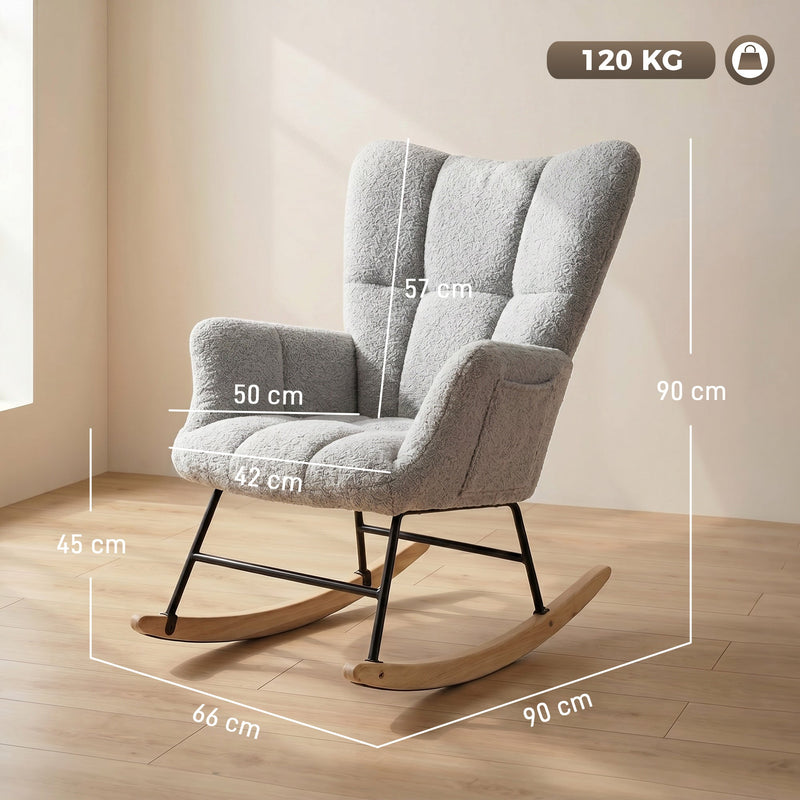 Rocking Chair for Relaxing with Soft Teddy Fleece and Supportive Foam