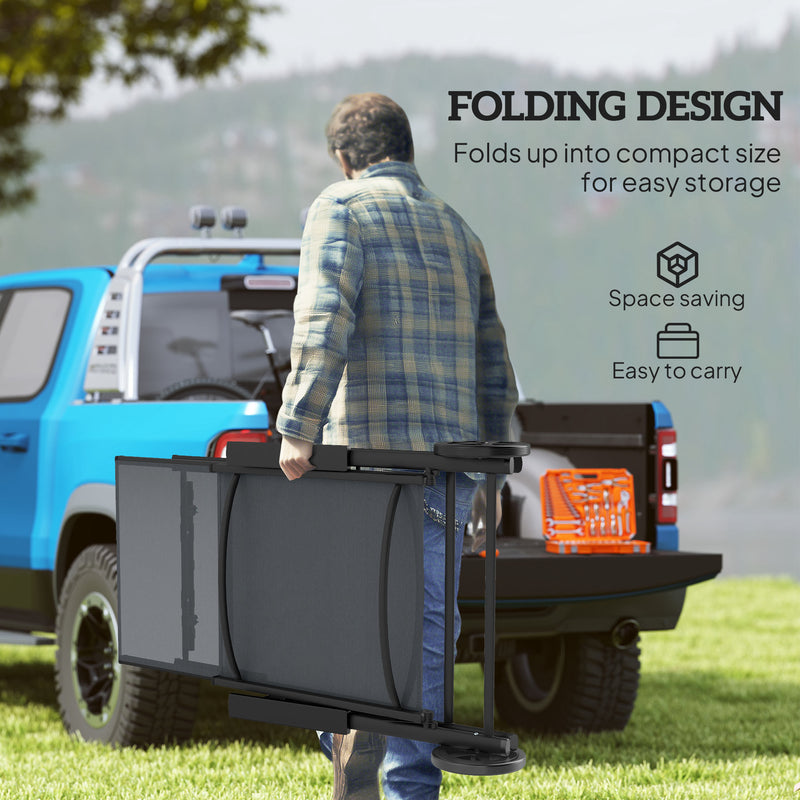 Grey Folding Sun Lounger with Wheels 5 Position Adjustable Reclining Garden Chair by Outsunny