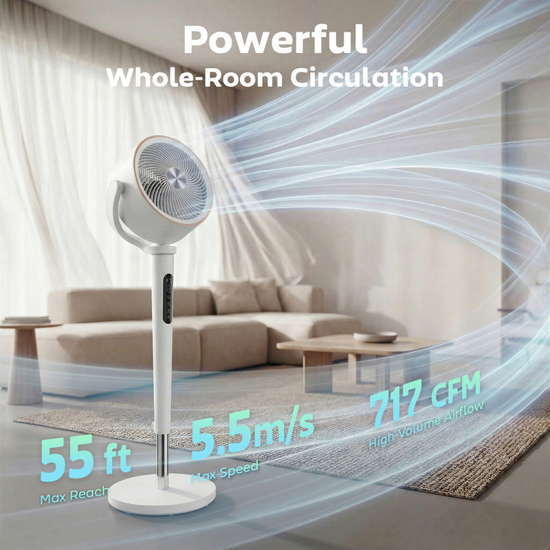 Pedestal Fan with Quiet 12 Speed Cooling and Remote for Bedroom or Living Room White Homcom