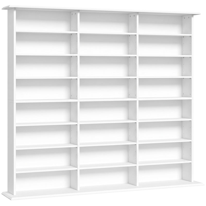Media Storage Unit with Adjustable Shelves for CDs and DVDs Slim Space Saving