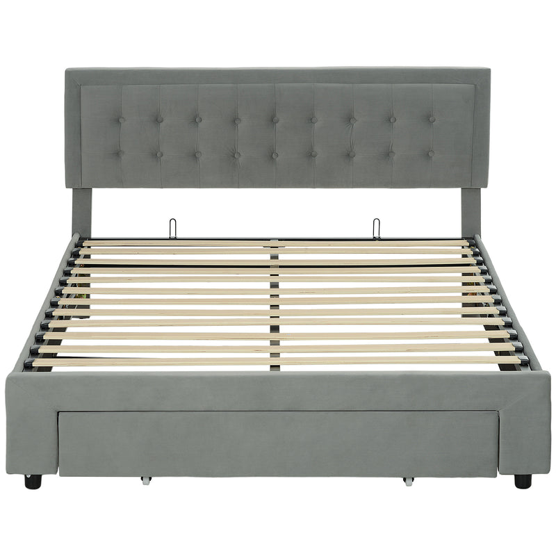 King Size Ottoman Bed Frame With Storage Drawer Ideal For Bedrooms Grey