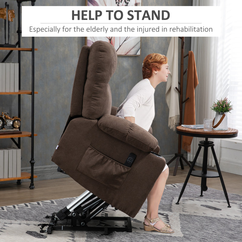 Electric Riser Recliner Chair With Remote Control For Elderly Comfort And Support Dark Brown