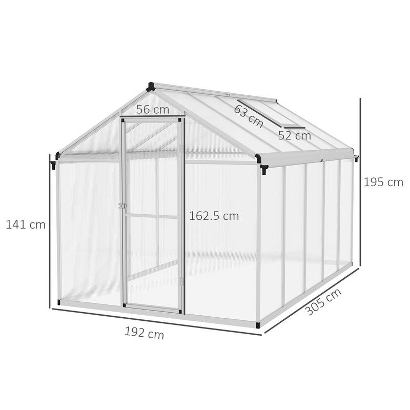 Large Walk In Greenhouse with Aluminium Frame for Growing Plants and Vegetables Green