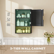 Wall Mounted Bathroom Cabinet With Adjustable Shelves Ideal For Compact Spaces Black AOSOM