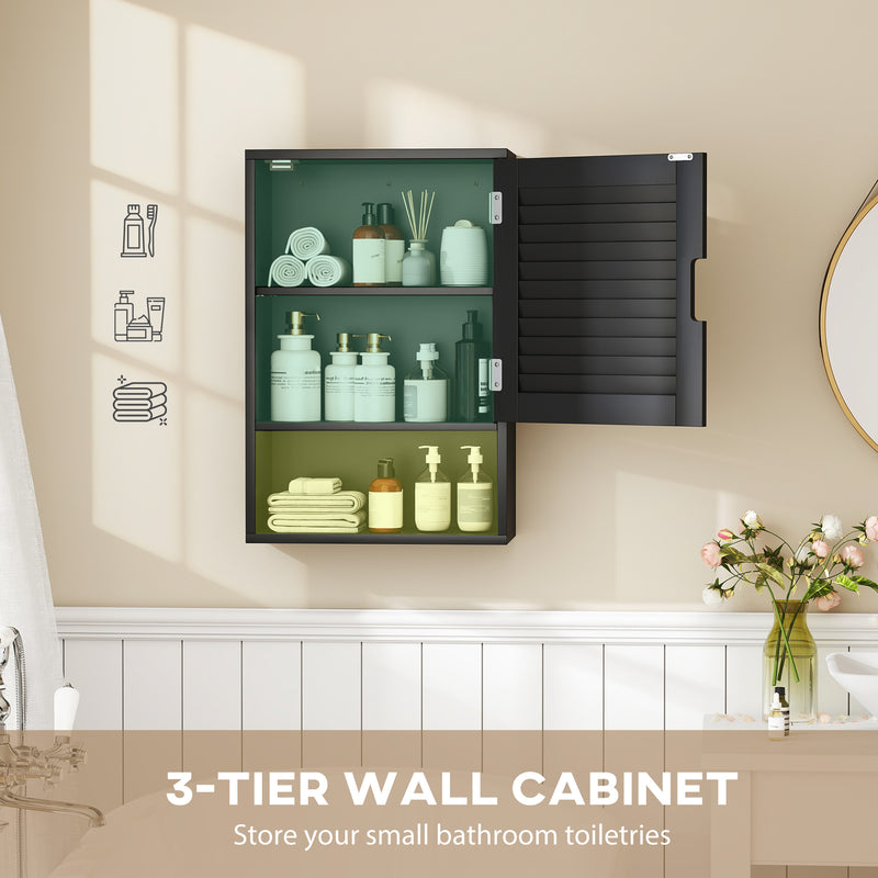Wall Mounted Bathroom Cabinet With Adjustable Shelves Ideal For Compact Spaces Black AOSOM