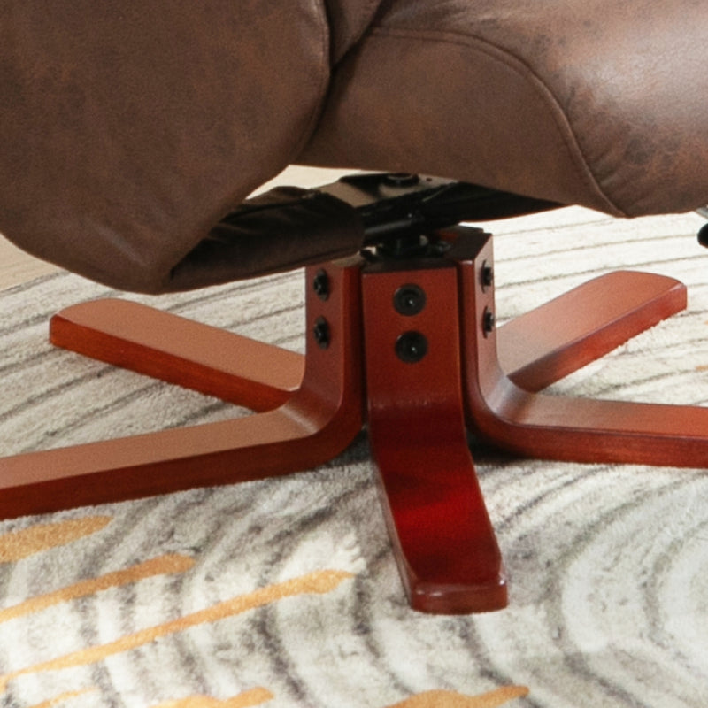 Dark Brown Manual Recliner Chair with Matching Footstool Faux Leather Comfort Set by Homcom