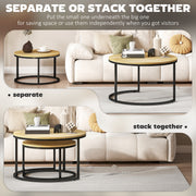 Set of Two Nesting Side Tables with Wood Effect Finish Ideal for Living Room, Natural
