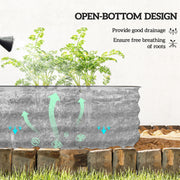 Galvanised Raised Garden Bed Metal Planter Box With Safe Edges For Herbs And Flowers Silver AOSOM