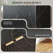 Elegant Black Sideboard with Gold Accents and Storage Shelves by HOMCOM