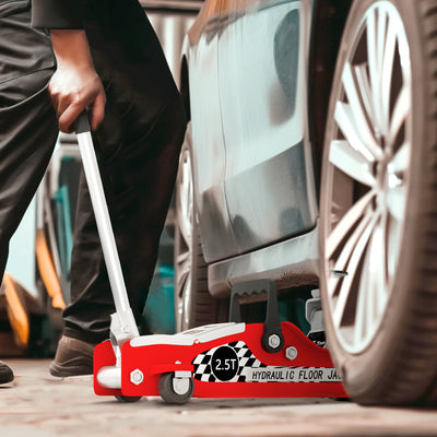Low Profile Hydraulic Trolley Jack for Easy Vehicle and Equipment Lifting 2.5 Ton Red AOSOM