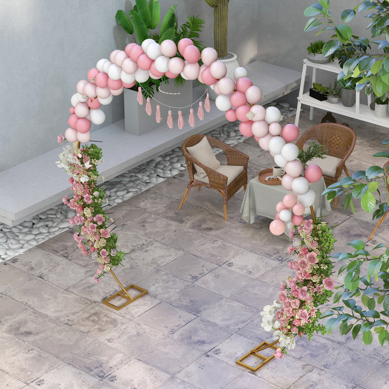 Metal Garden and Event Arch for Weddings Parties and Climbing Plants Gold Tone AOSOM