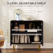 Modern High Gloss Sideboard With Hairpin Legs For Stylish Living Rooms, Black