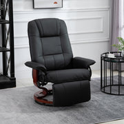 Reclining Swivel Lounge Chair With Padded Footrest For Home Office Comfort Black