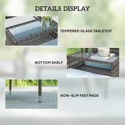 Charcoal Grey Two Seater Rattan Garden Chair with Middle Table for Garden or Patio by Outsunny
