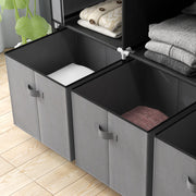 Portable Fabric Wardrobe with Shelves and Hanging Rails for Bedroom Storage Dark Grey