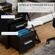 Black Three Drawer Lockable Mobile Filing Cabinet for Home Office by HOMCOM