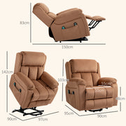 Electric Reclining Lift Chair with Remote and 8 Point Massage Ideal for Elderly Comfort Brown