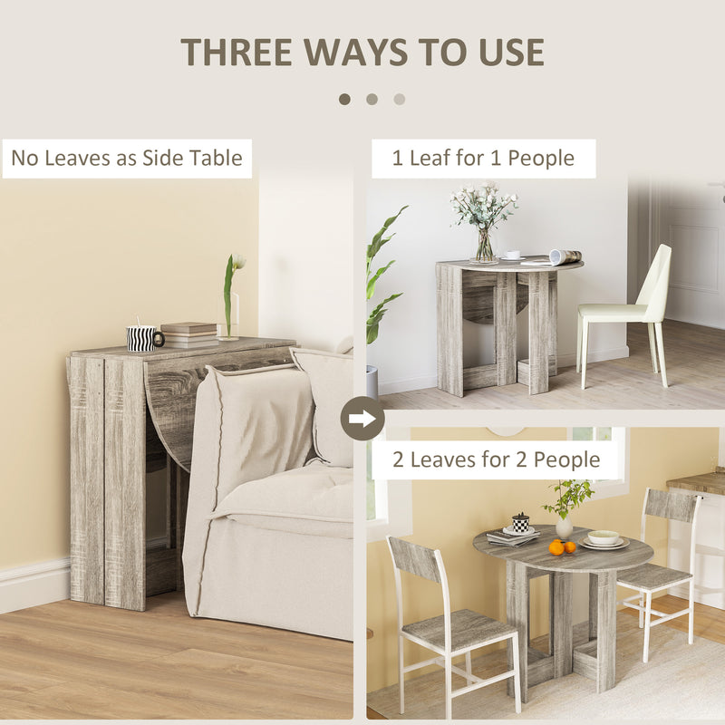 Grey Drop Leaf Dining Table for Small Kitchens and Dining Rooms, Space Saving Design by HOMCOM