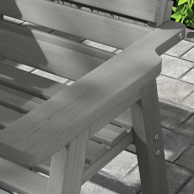 Grey Convertible 2 to 3 Seater Garden Bench Fir Wood Outdoor Seating by Outsunny