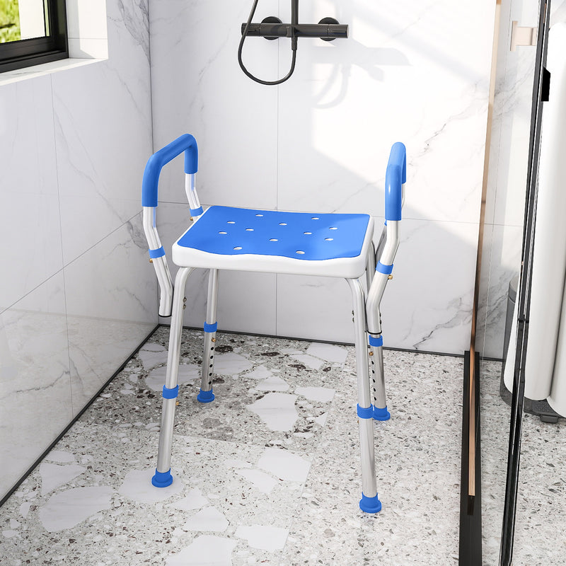 Adjustable Aluminium Bath Seat with Backrest for Elderly or Disabled Support White