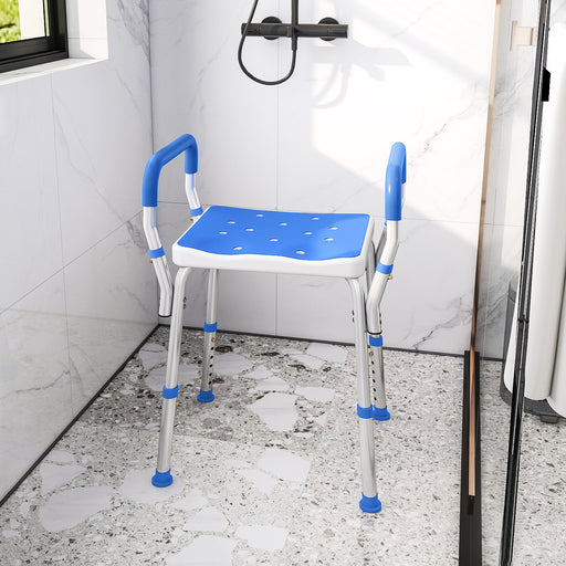 Adjustable Aluminium Bath Seat with Backrest for Elderly or Disabled Support White