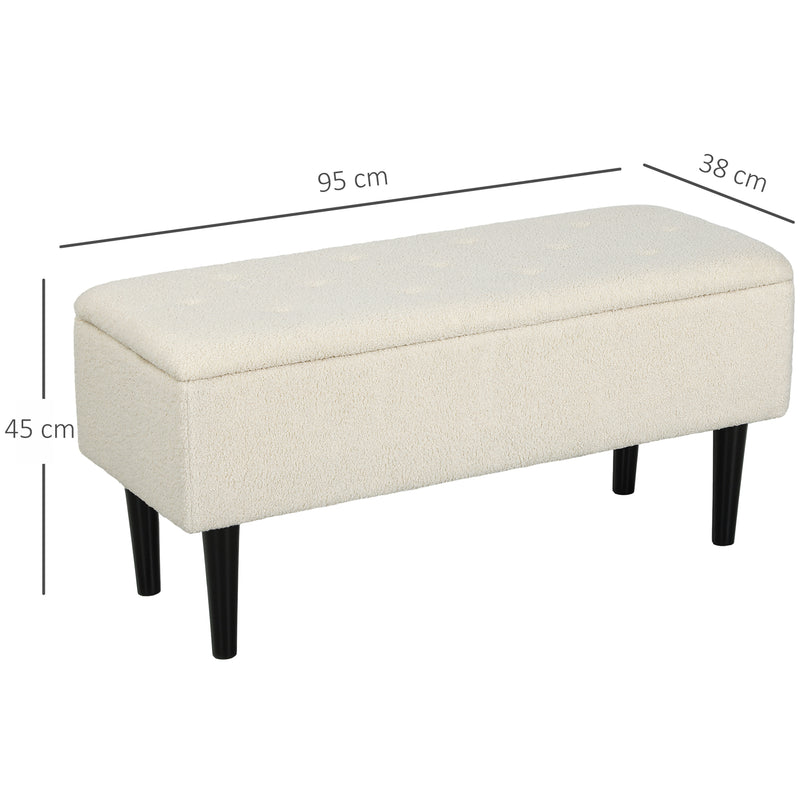 Cream 47L Teddy Fleece Storage Ottoman Soft Padded Seat by HOMCOM