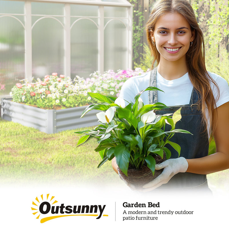 Large Galvanised Steel Raised Garden Bed Ideal for Vegetables and Flowers, Silver, 240x120cm