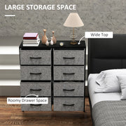 Black Fabric Chest of 8 Drawers with Wooden Top for Bedroom by HOMCOM