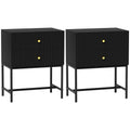 HOMCOM Elegant Two-Drawer Bedside Table Set of 2 - Black AOSOM