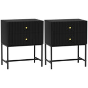 HOMCOM Elegant Two-Drawer Bedside Table Set of 2 - Black AOSOM