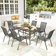 Seven Piece Charcoal Grey Outdoor Dining Set for Patio or Garden by Outsunny